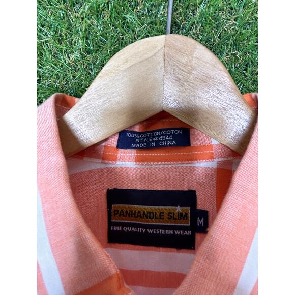 NWT Panhandle Slim Western Orange Plaid Button Down Long Sleeve Shirt Sz M - Picture 6 of 7